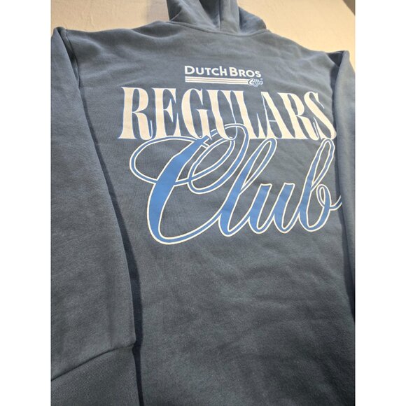 NWOT Dutch Bros Hoodie Unisex Large Blue Sweatshirt Coffee Back Graphic Logo - Picture 3 of 15